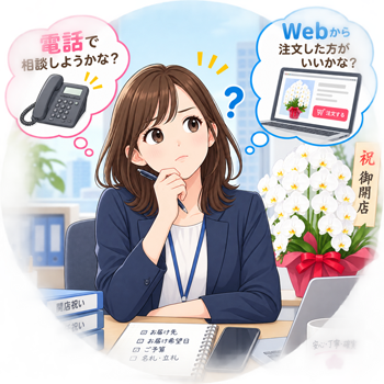 法人のお花担当者を安心・丁寧・確実にサポートする丸の内フローラのイラスト